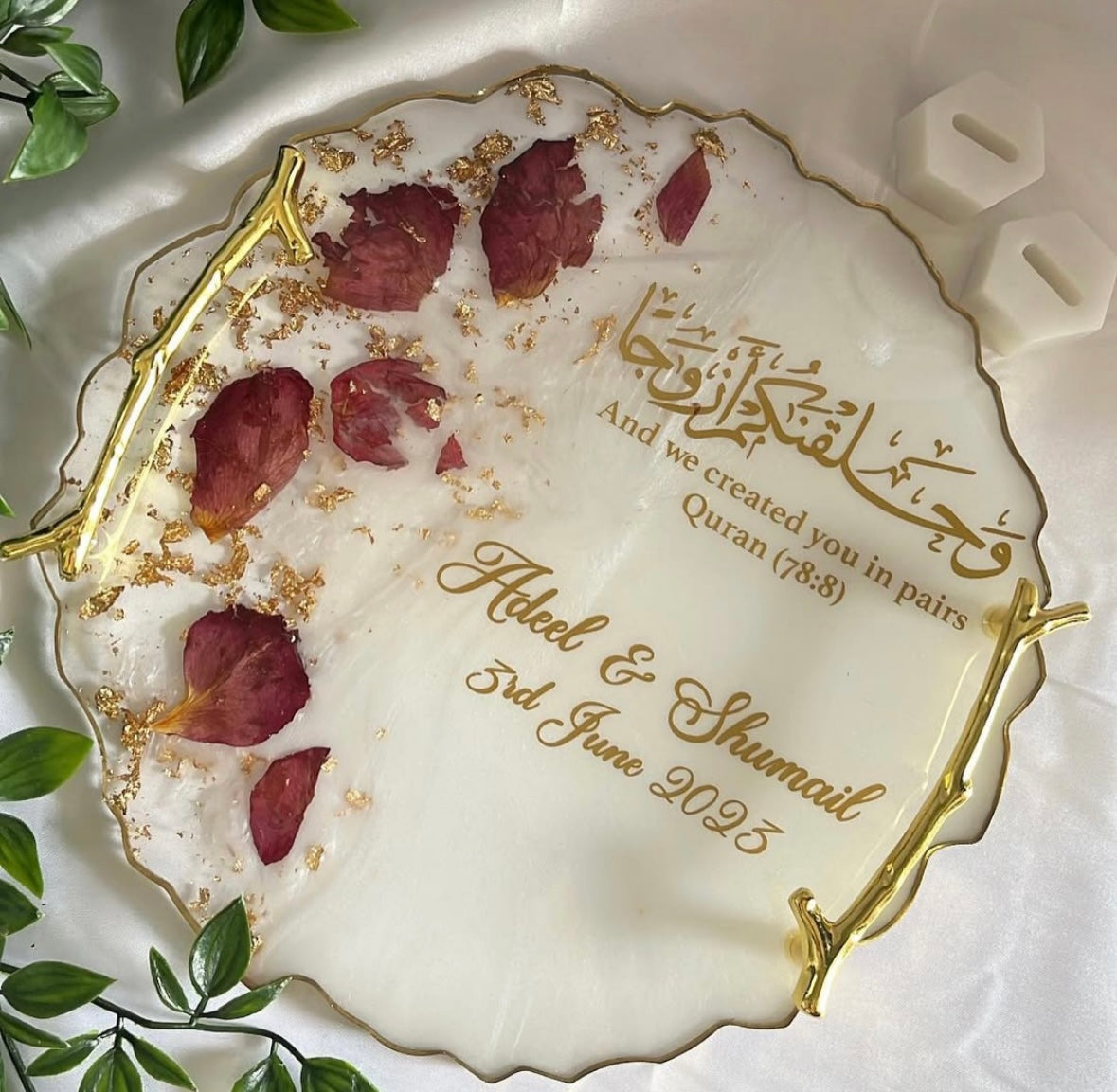 1 pair golden tree branch tray handles for epoxy resin tray |Nolan plaque tray handles (size 4.8 inches)