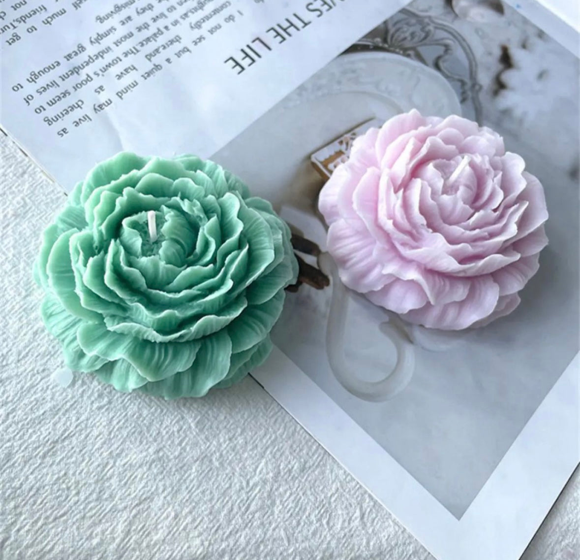 Peony Rose Flower Scented Candle Silicone Mold | DIY large size Flower Candle Silicone Mold Candle Making Crafts Baking molds