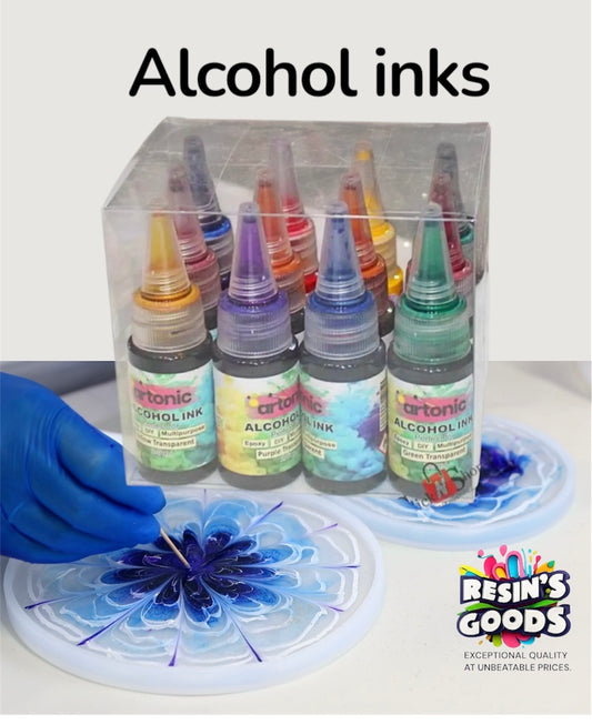 Alcohol  Inks for Epoxy Resin ( Each 20ml x 12 Bottles, separate colours also available) inks set for resin art , tints for resin art , liquid pigments