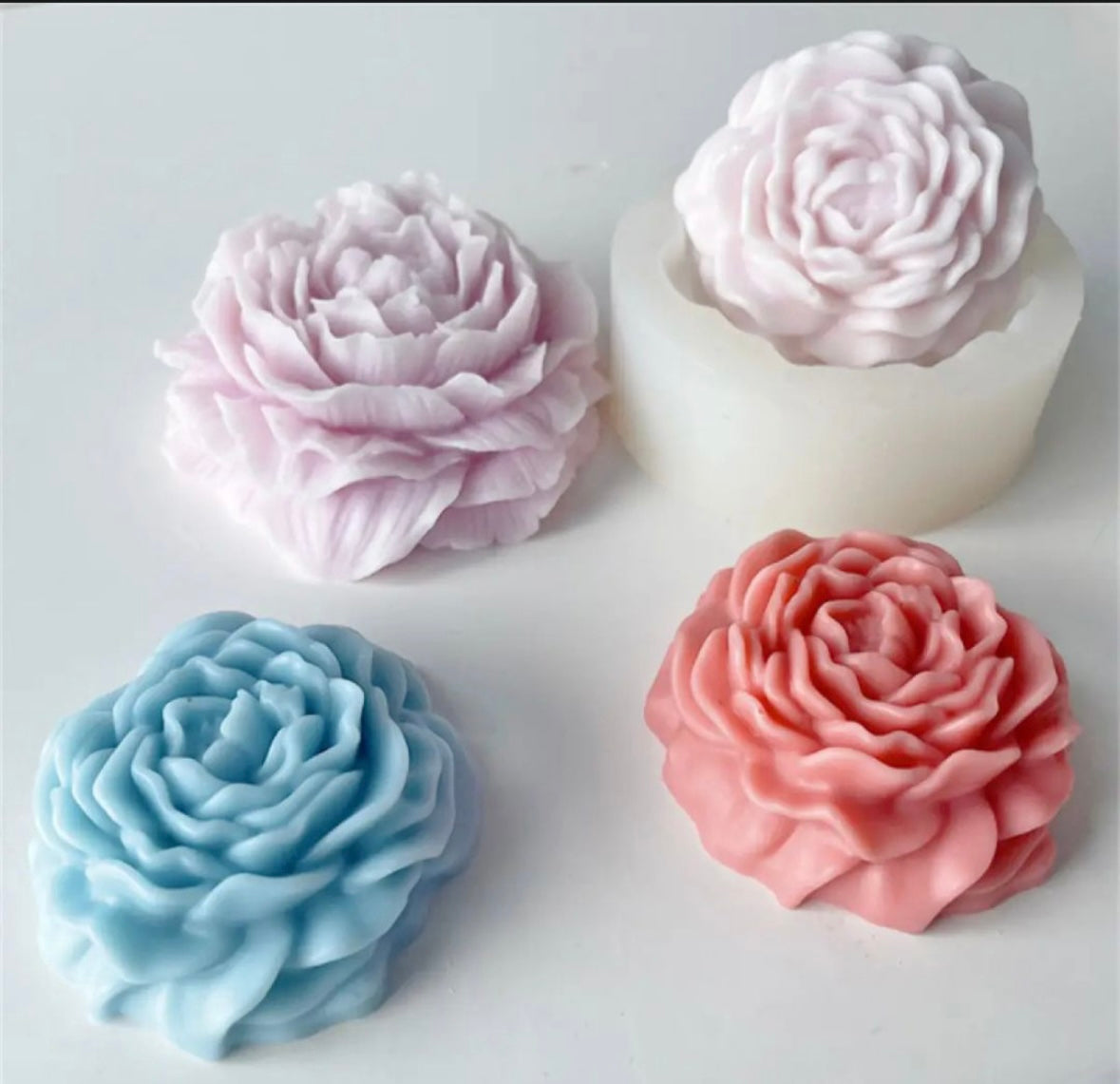 Peony Rose Flower Scented Candle Silicone Mold | DIY large size Flower Candle Silicone Mold Candle Making Crafts Baking molds