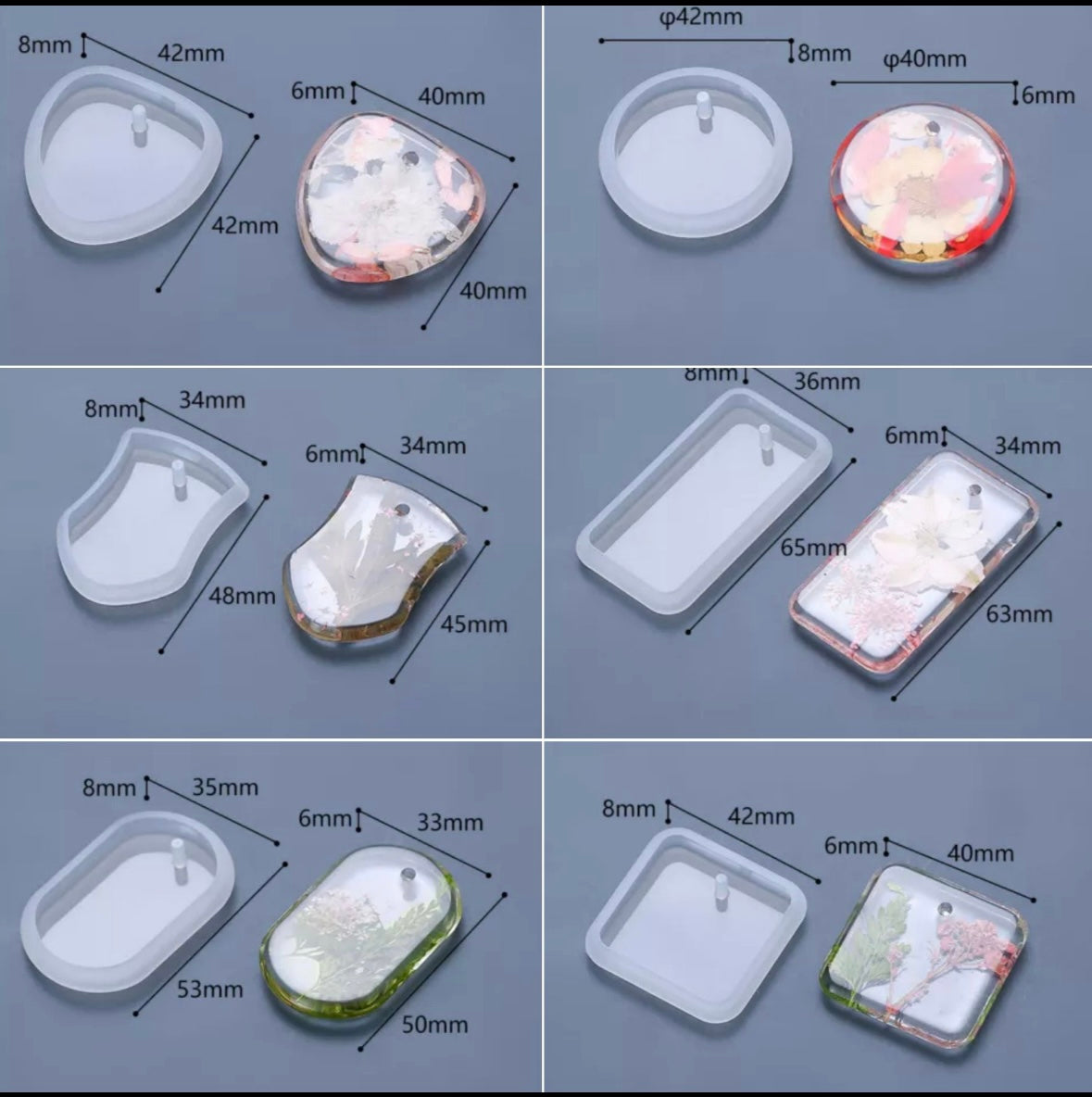 Keychain molds set (6pcs)