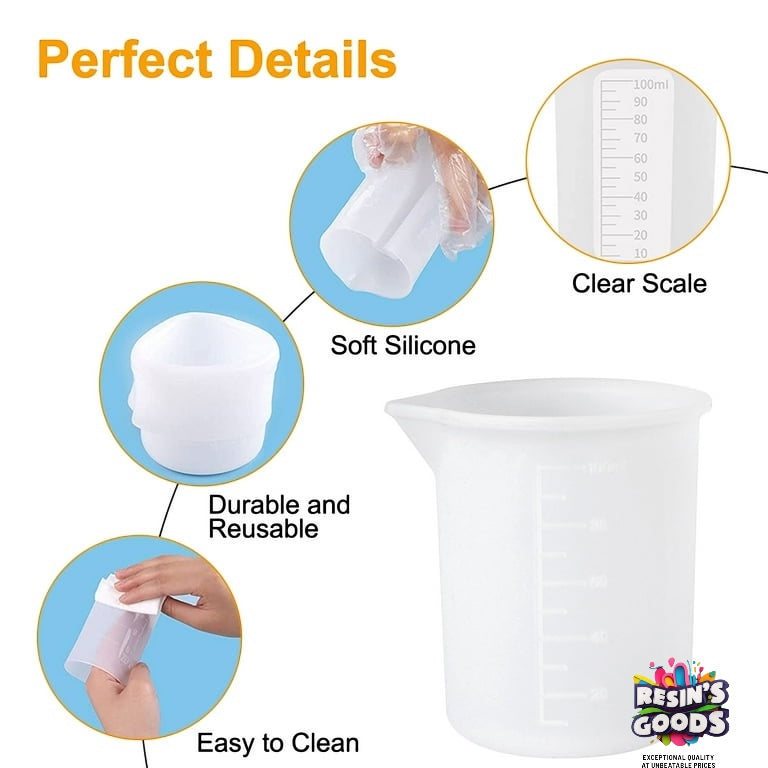 1 pc Reusable Resin Mixing Cup Silicone Measuring Beaker Jar for DIY Resin Art  ,100ml ,300 ml ,750 ml measuring cup for epoxy resin.