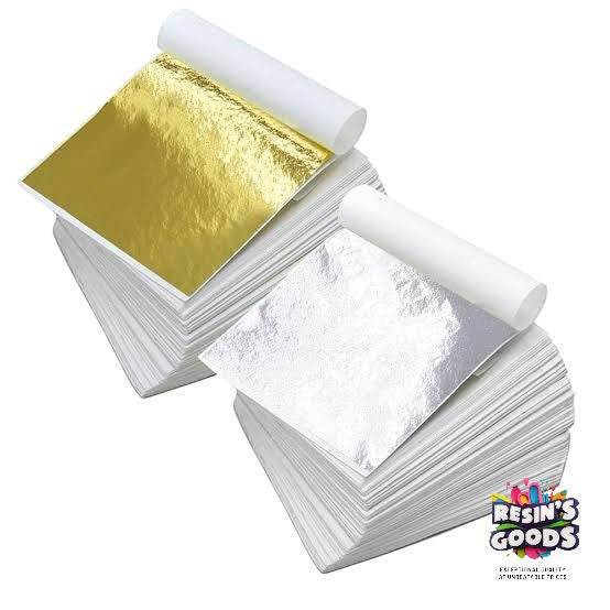 Foil leaf for resin art |pack of 100 sheets (5×5 inches) Golden/ silver sheets)