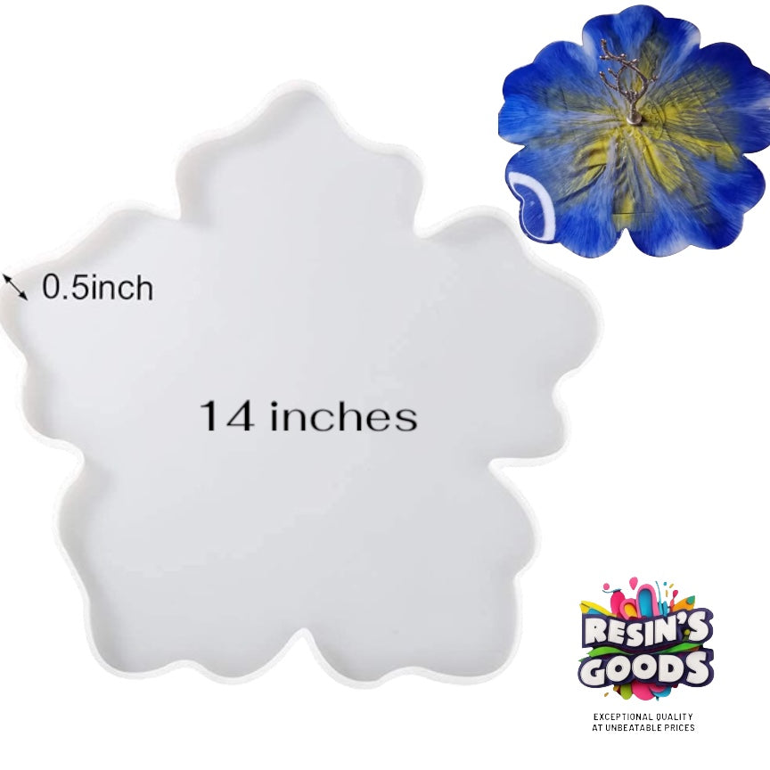 14 inches flower shape  silicone mold for resin tray