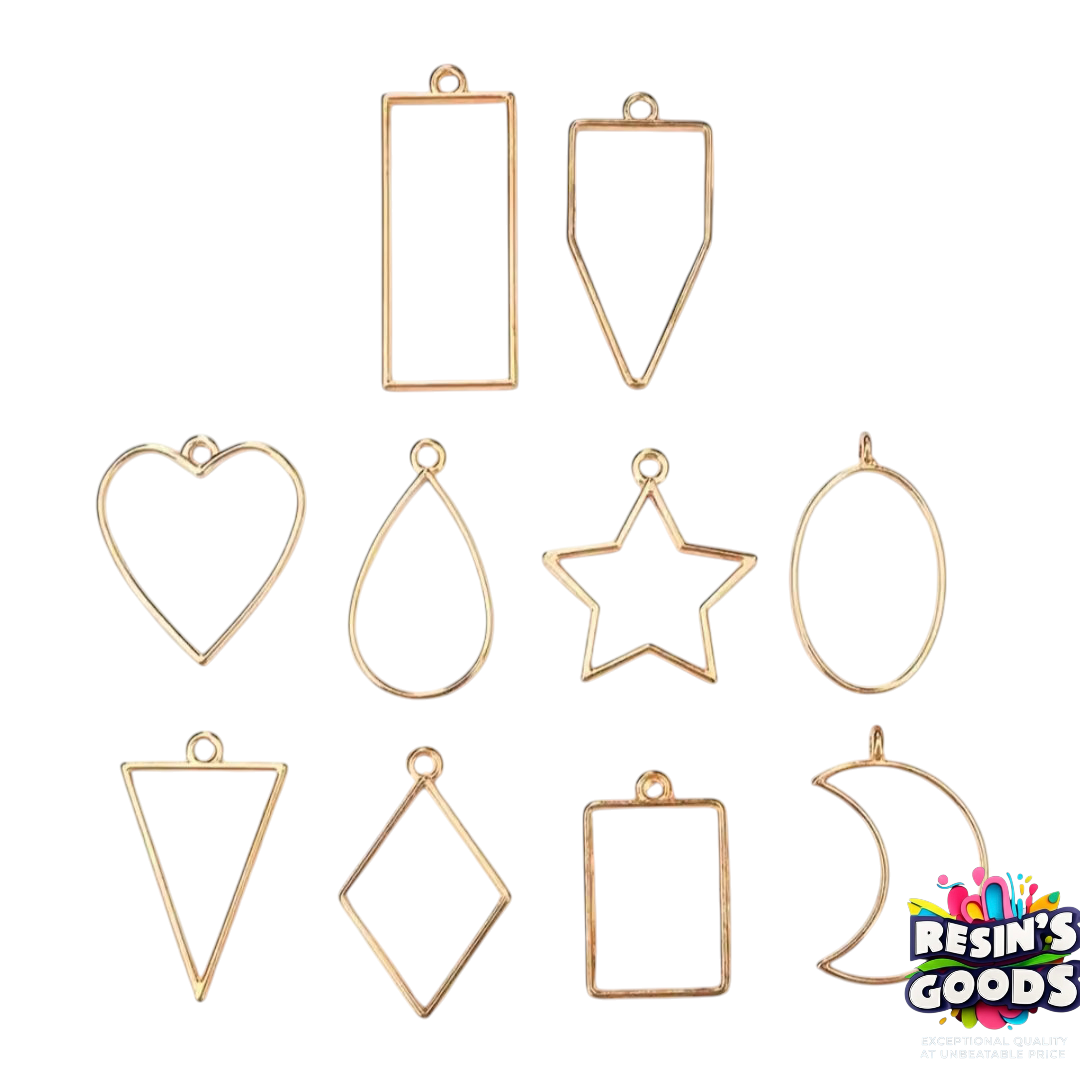10Pcs different shape Bezels for resin art ,   Geometric stainless steel Frame Pendant ( Gold/Silver)