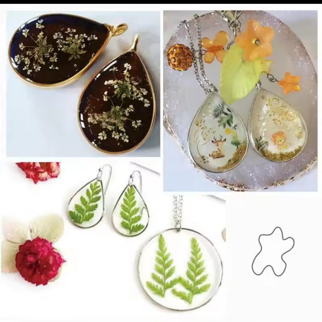 10Pcs different shape Bezels for resin art ,   Geometric stainless steel Frame Pendant ( Gold/Silver)