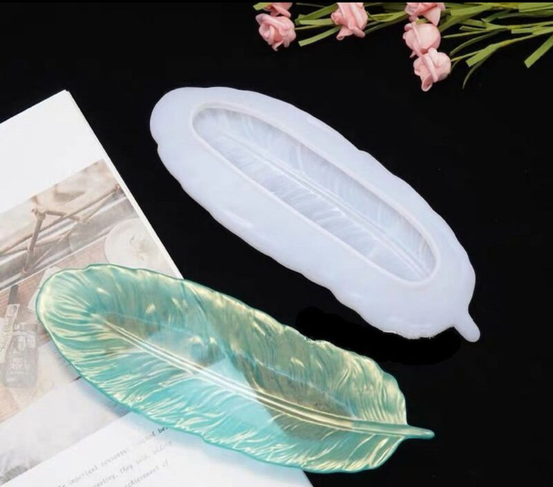Feather shape trinket tray silicone mold |Resin Tray Mold - Silicone Molds for Making Resin Tray, Resin Trinket Dish|concrete mold