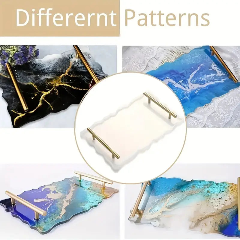 1 piece rectangle irragular Silicone epoxy Resin Tray Mold Casting | rectangle tray mold for epoxy resin with handles