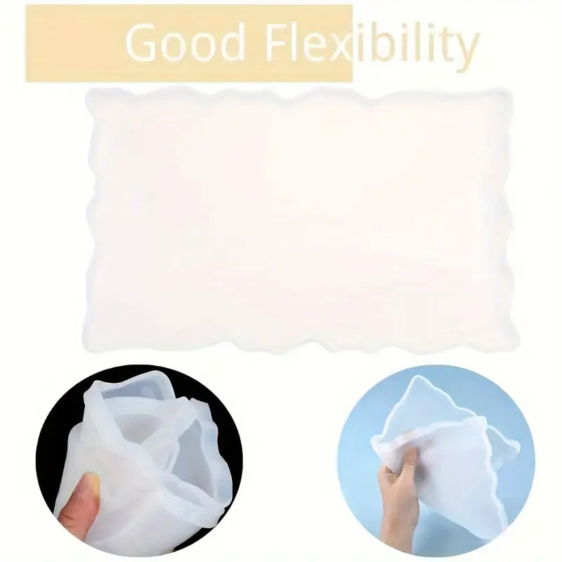 1 piece rectangle irragular Silicone epoxy Resin Tray Mold Casting | rectangle tray mold for epoxy resin with handles