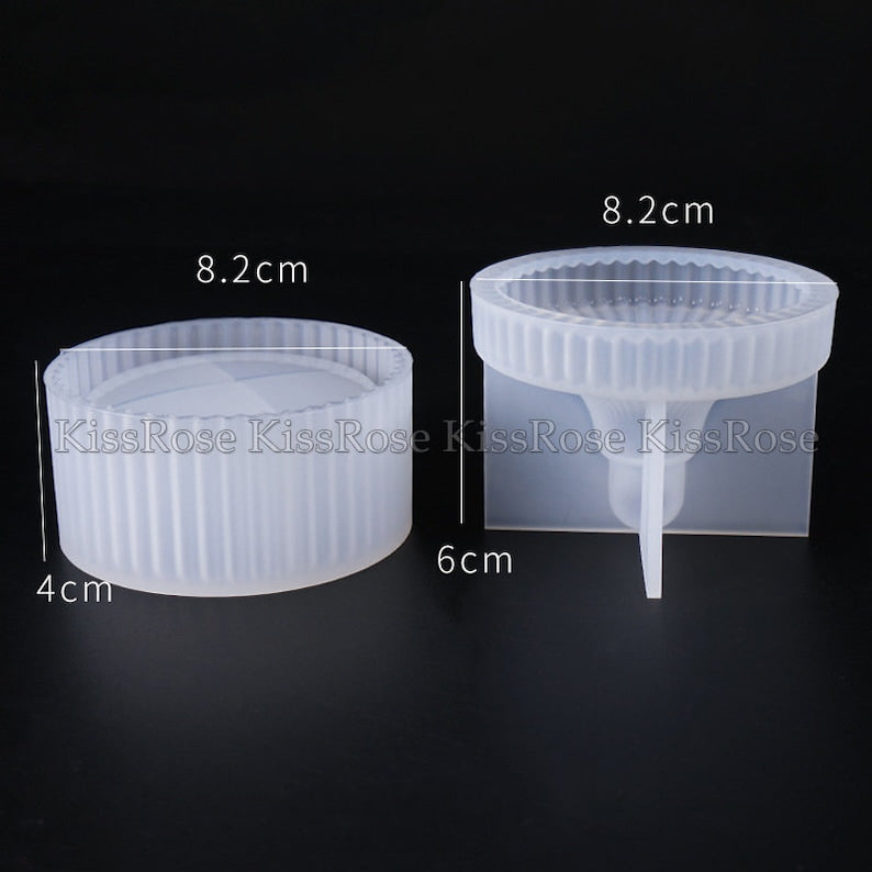 Resin storage jar silicone mold |best Candle Jar Silicone Molds, Circular Stripe Storage Jewelry Box Mold | sented candle jar mold