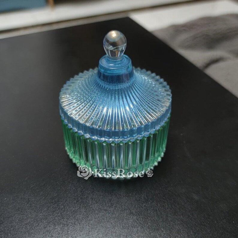 Resin storage jar silicone mold |best Candle Jar Silicone Molds, Circular Stripe Storage Jewelry Box Mold | sented candle jar mold