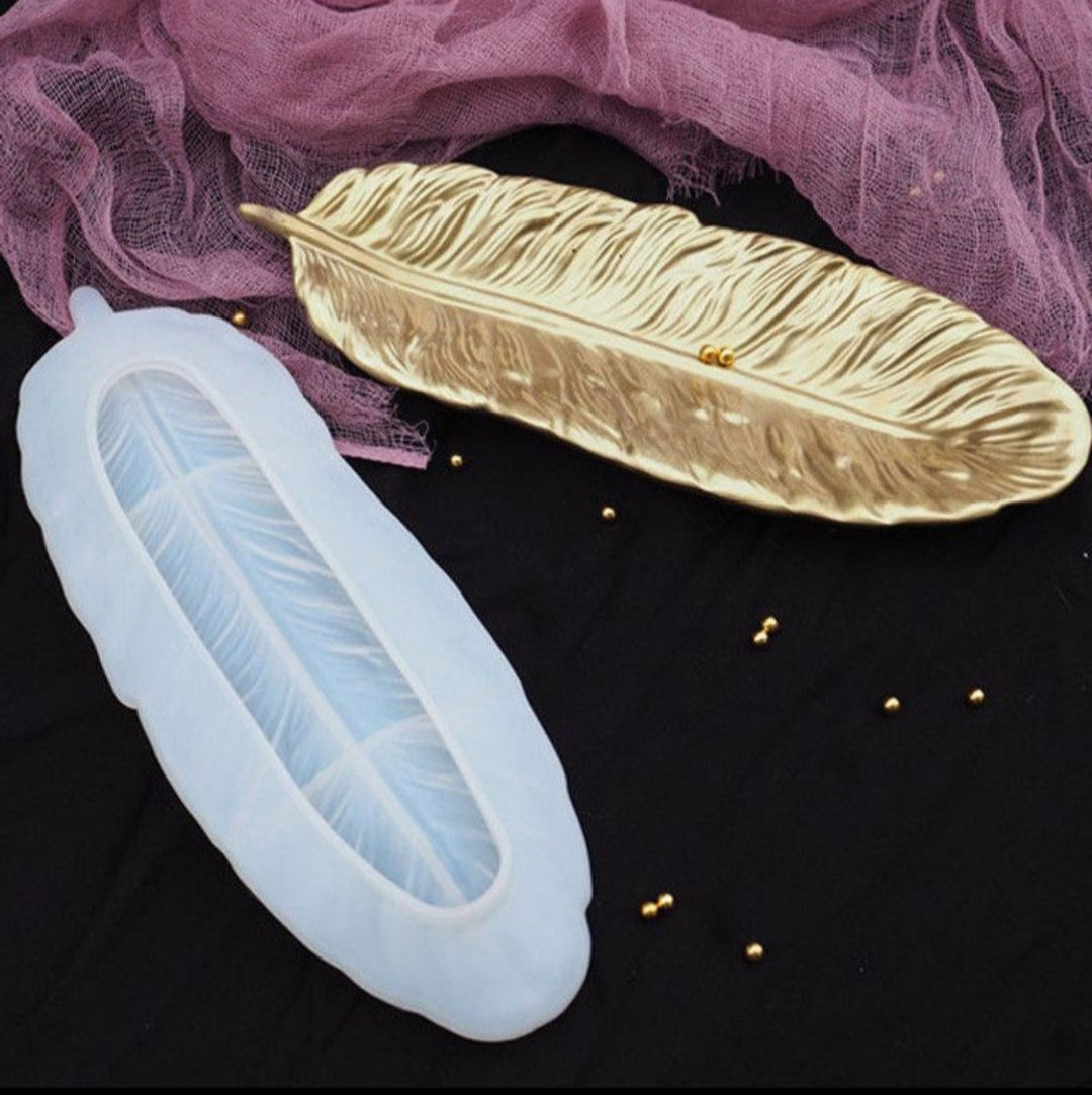 Feather shape trinket tray silicone mold |Resin Tray Mold - Silicone Molds for Making Resin Tray, Resin Trinket Dish|concrete mold