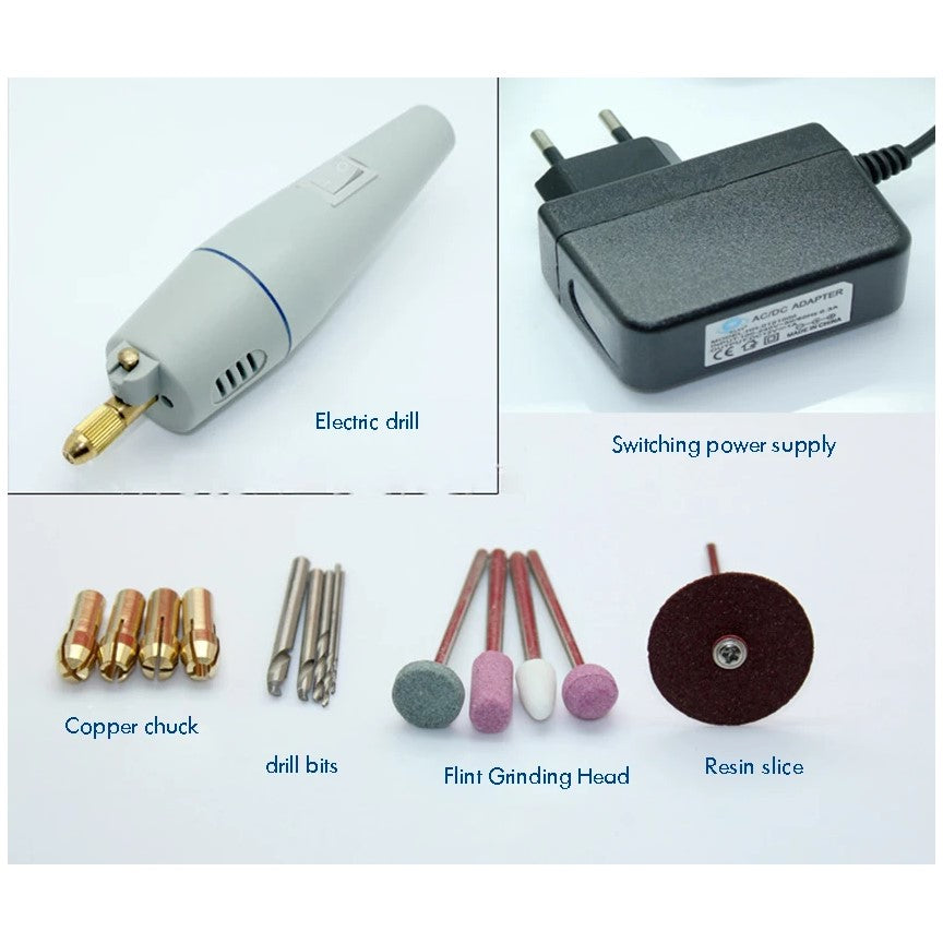 1 Set 12V DC Mini Electric Rotary Drill Grinder Set for Polishing Drilling Cutting with Drill Bit