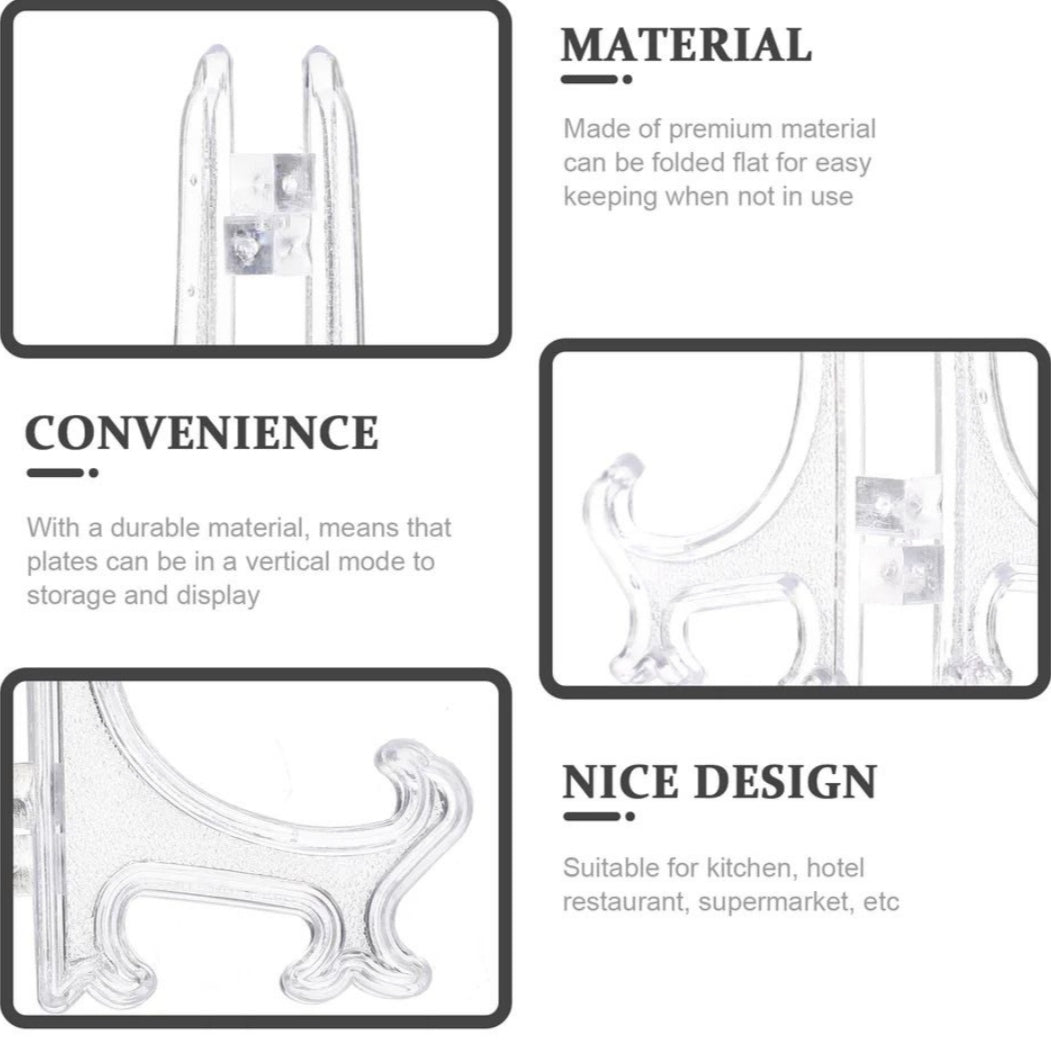 pack of 2,  Easel Display Stand for Resin Plate ,4" ,5" ,6"  & 8"  inches  ,  Acrylic Easel Stands - Easel Display Stand for Photo, Dish, Art Pieces, Certificates (2 pieces/stands)