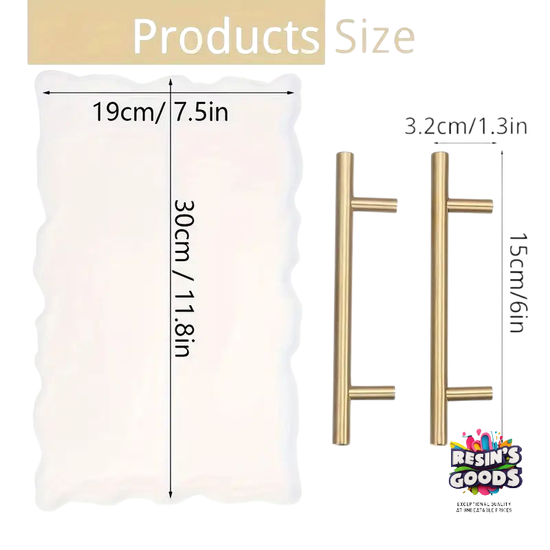 1 piece rectangle irragular Silicone epoxy Resin Tray Mold Casting | rectangle tray mold for epoxy resin with handles