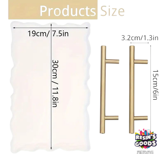 1 piece rectangle irragular Silicone epoxy Resin Tray Mold Casting | rectangle tray mold for epoxy resin with handles